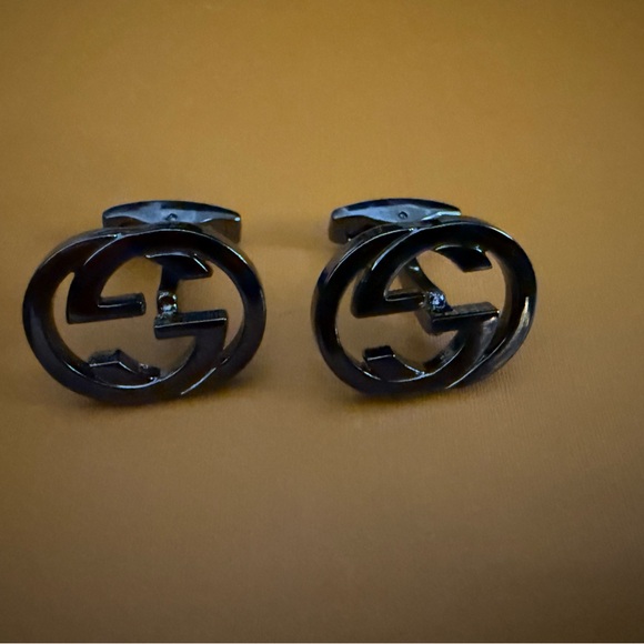 New upcycled Gucci gun metal Black Cufflinks